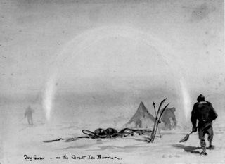 Drawing of a Barrier camp by E. A. Wilson.